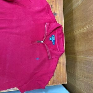 Ralph Lauren Men's Zip-Up Sweater in Deep Red with Blue Pony